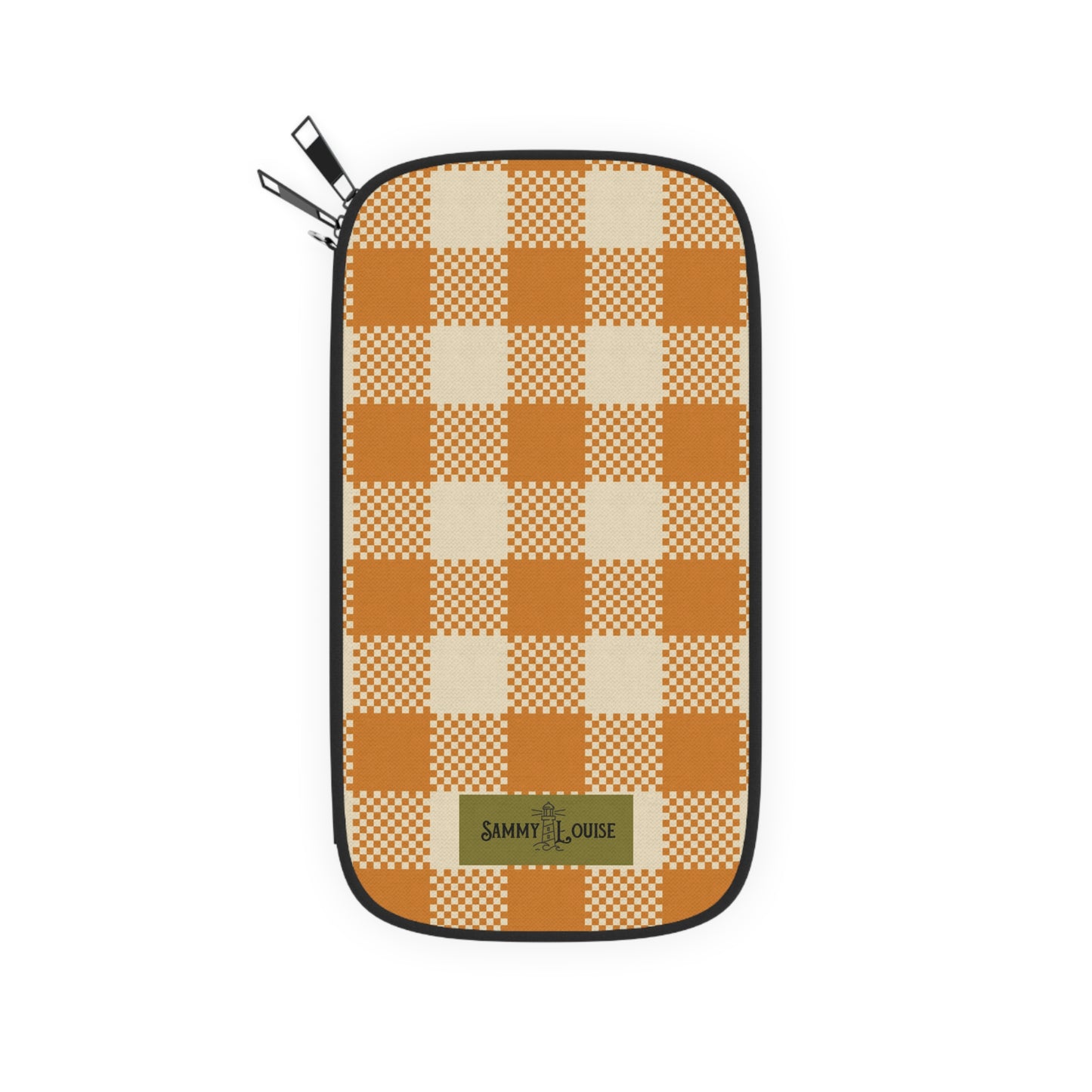Orange Vintage Plaid Zipper Wallet