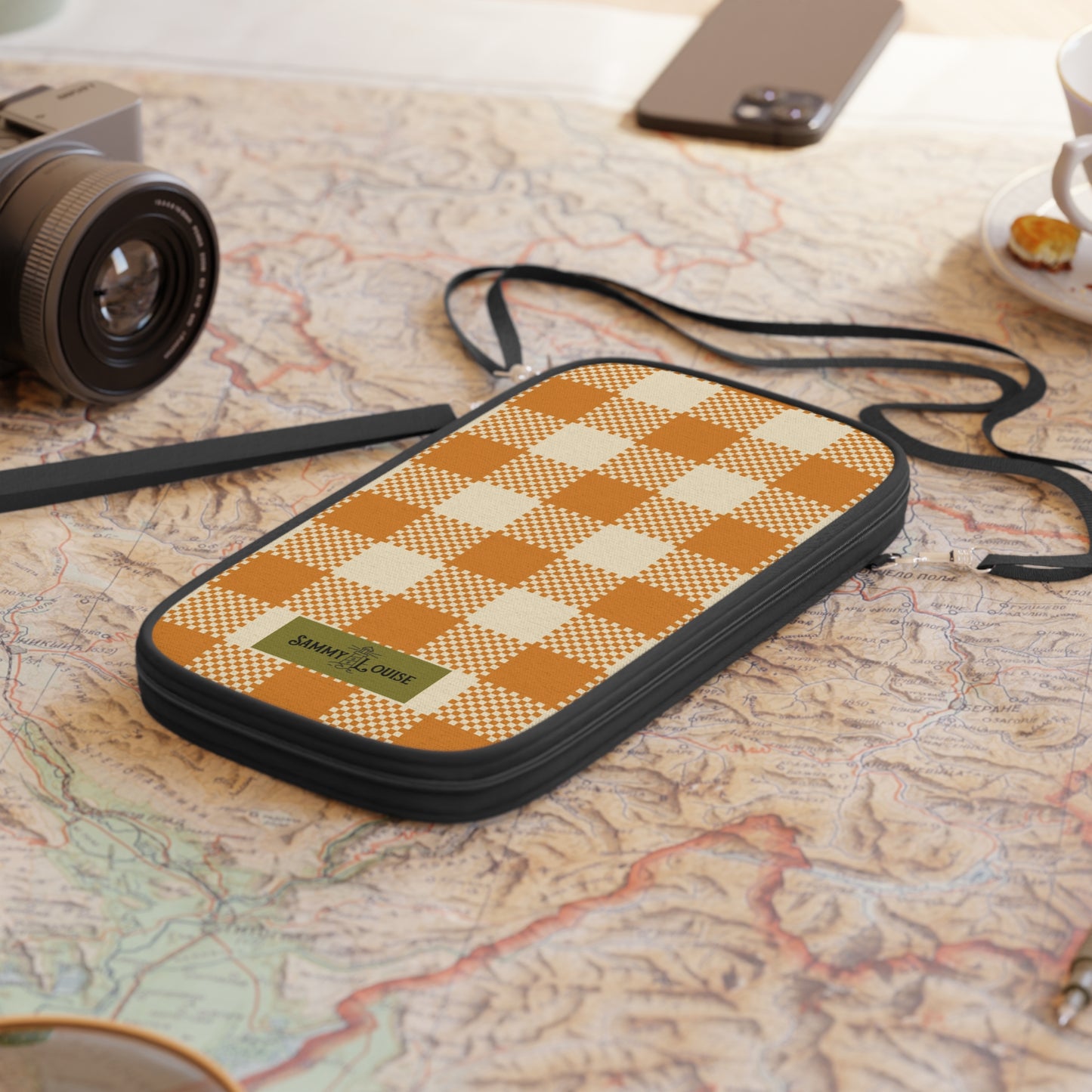 Orange Vintage Plaid Zipper Wallet