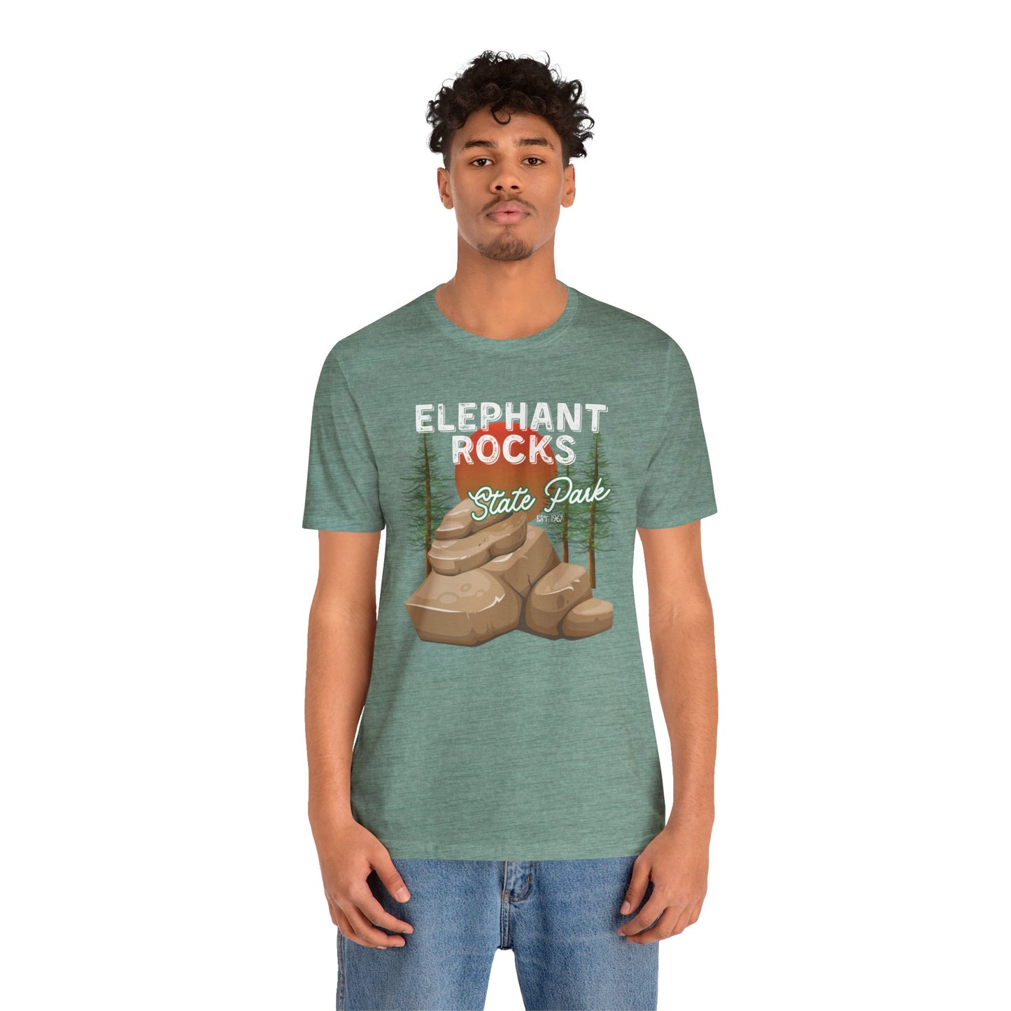 Adult Elephant Rocks State Park | Missouri | Outdoor | Tee | Jersey Short Sleeve Vintage Style