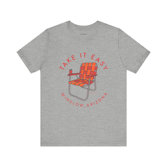 Adult Unisex | Take it Easy | Vintage Lawn Chair | Outdoor Jersey Short Sleeve Tee