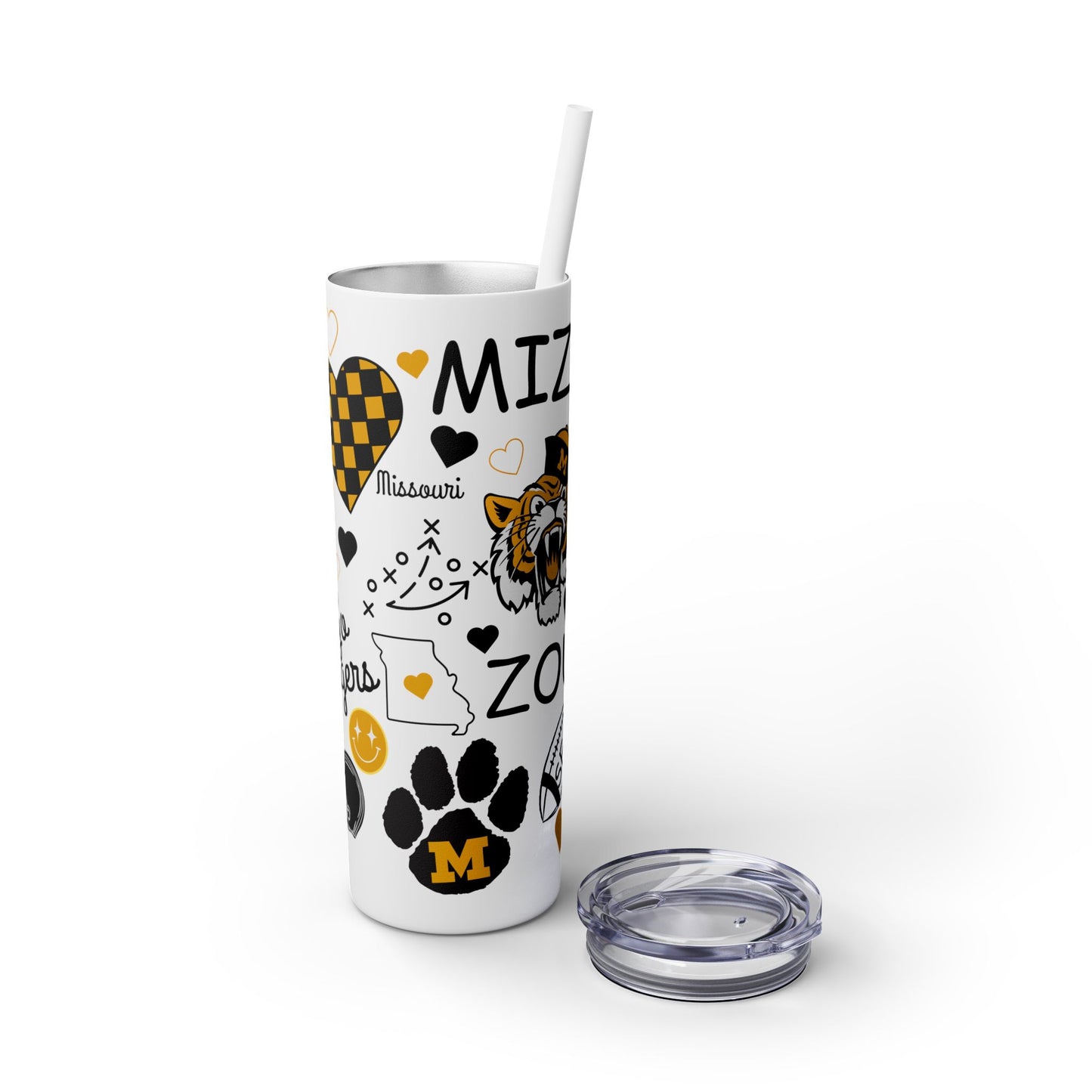 Mizzou Skinny Tumbler with Straw, 20oz