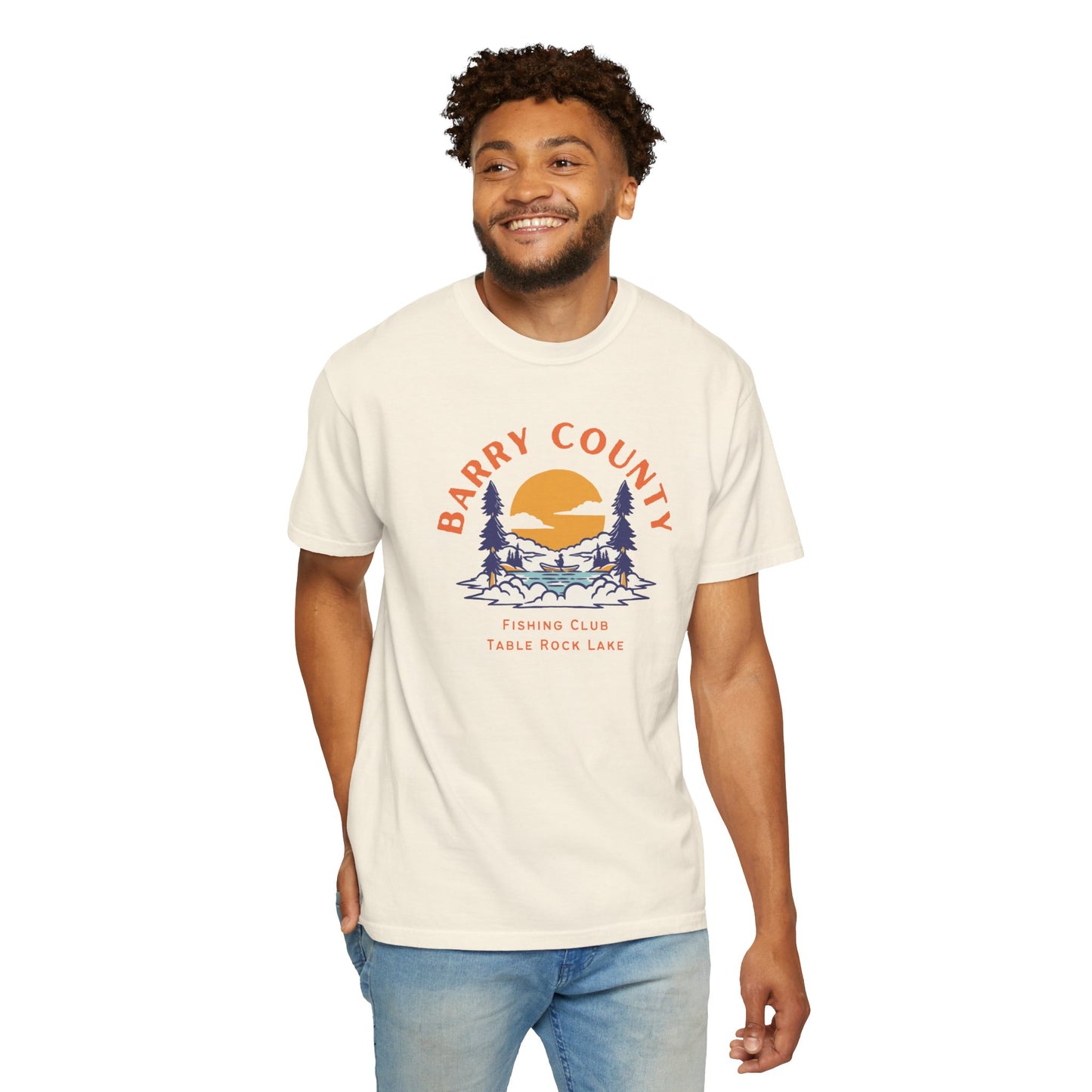 Barry County Fishing Club | Missouri | Outdoors | Vintage Style | Unisex Garment-Dyed Tee