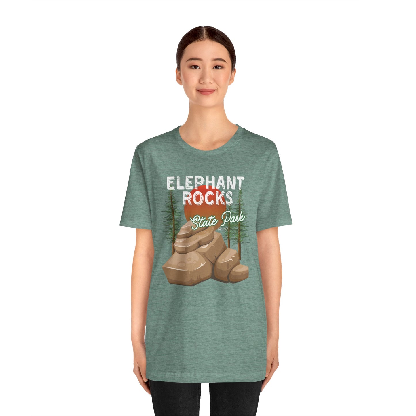 Adult Elephant Rocks State Park | Missouri | Outdoor | Tee | Jersey Short Sleeve Vintage Style