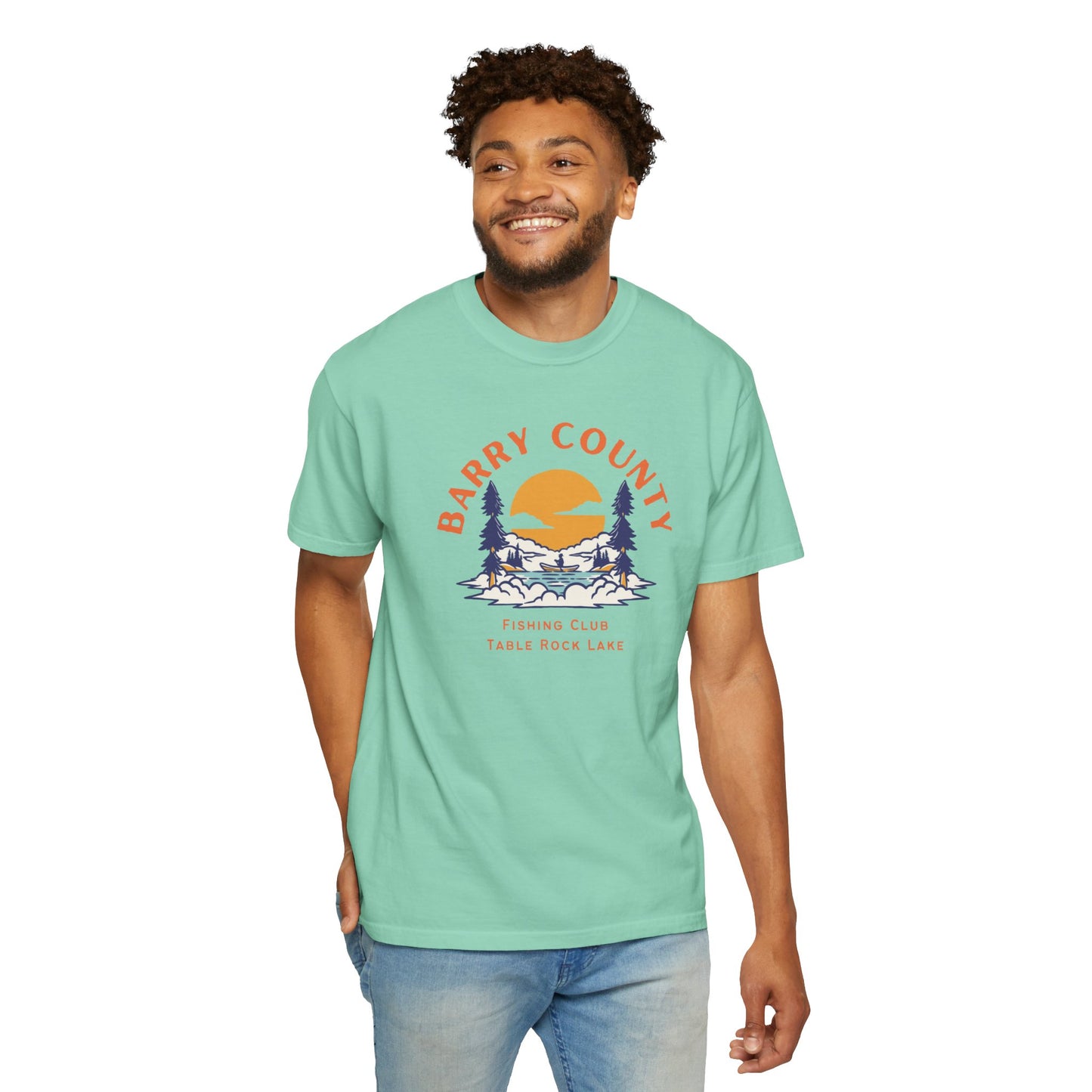 Barry County Fishing Club | Missouri | Outdoors | Vintage Style | Unisex Garment-Dyed Tee