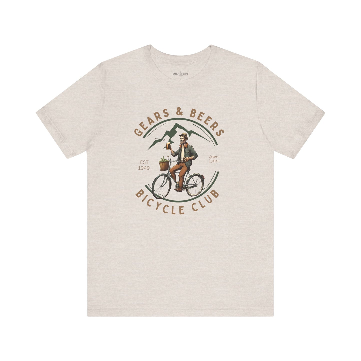 Adult Unisex | Bicycle Club | Gears & Beers | Vintage Style | Jersey Short Sleeve Tee