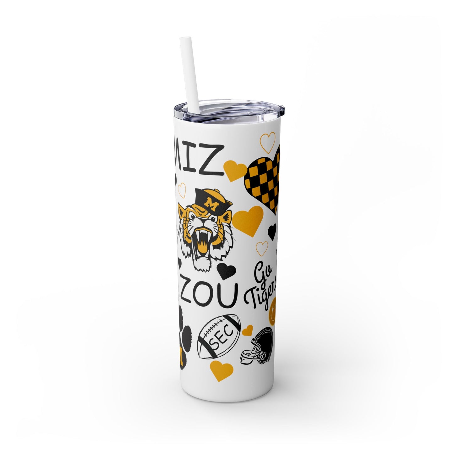 Mizzou Skinny Tumbler with Straw, 20oz