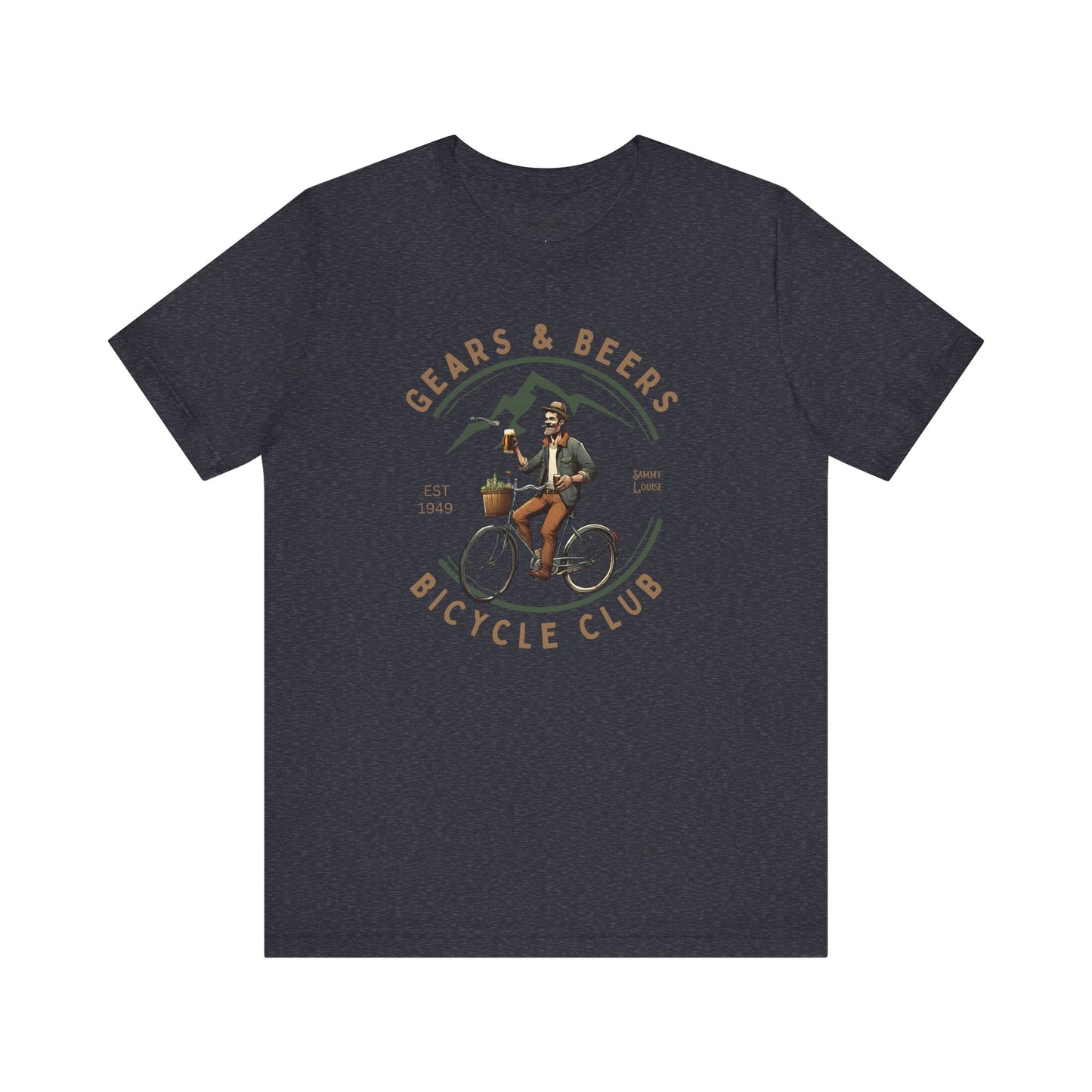 Adult Unisex | Bicycle Club | Gears & Beers | Vintage Style | Jersey Short Sleeve Tee