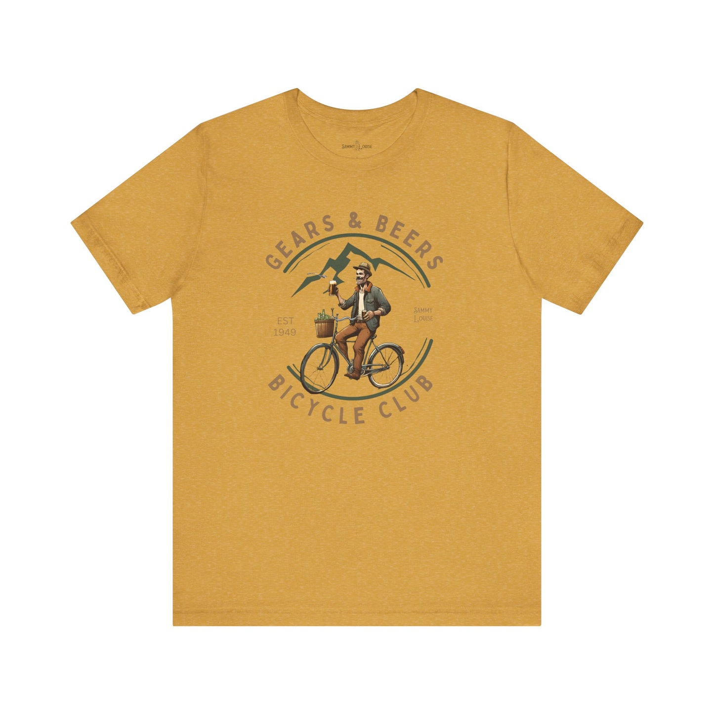 Adult Unisex | Bicycle Club | Gears & Beers | Vintage Style | Jersey Short Sleeve Tee