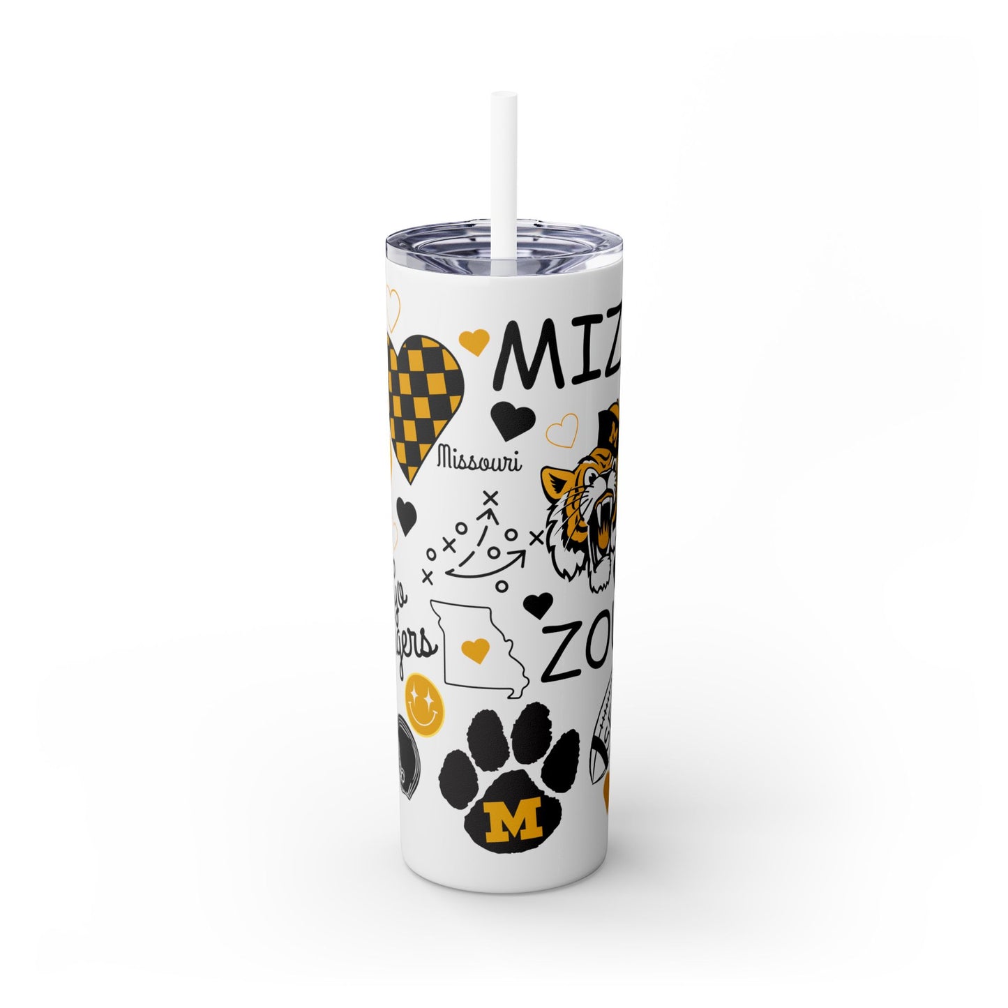 Mizzou Skinny Tumbler with Straw, 20oz