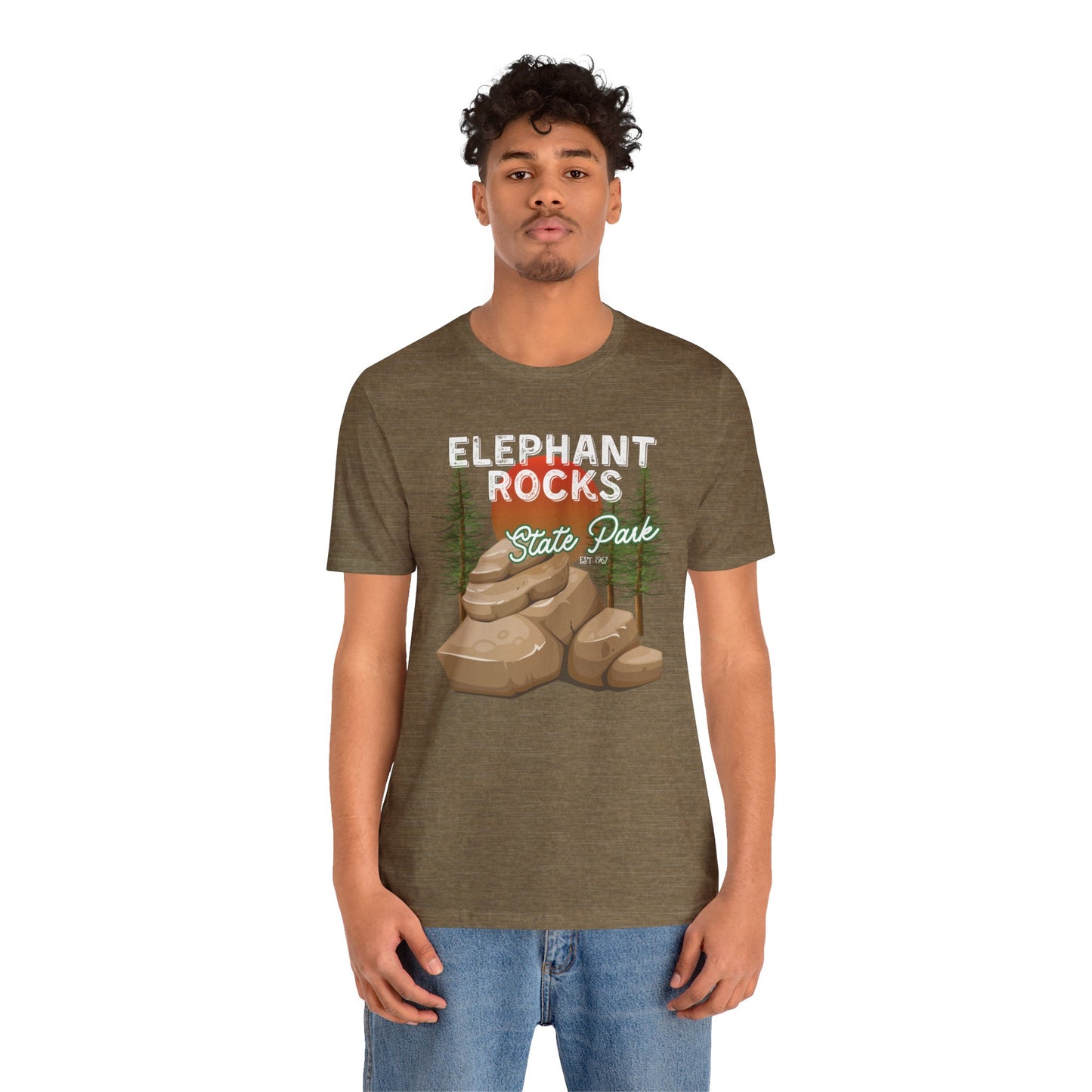 Adult Elephant Rocks State Park | Missouri | Outdoor | Tee | Jersey Short Sleeve Vintage Style